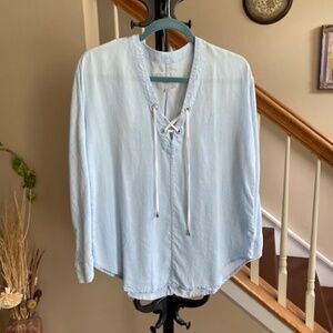 Rails Women's Lily Light Lace-up Shirt Blouse Tencel Size XS